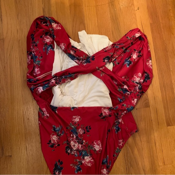 ModCloth Red Floral One-Piece Swimsuit - Size 2X - Stunning Design! - Picture 4 of 10